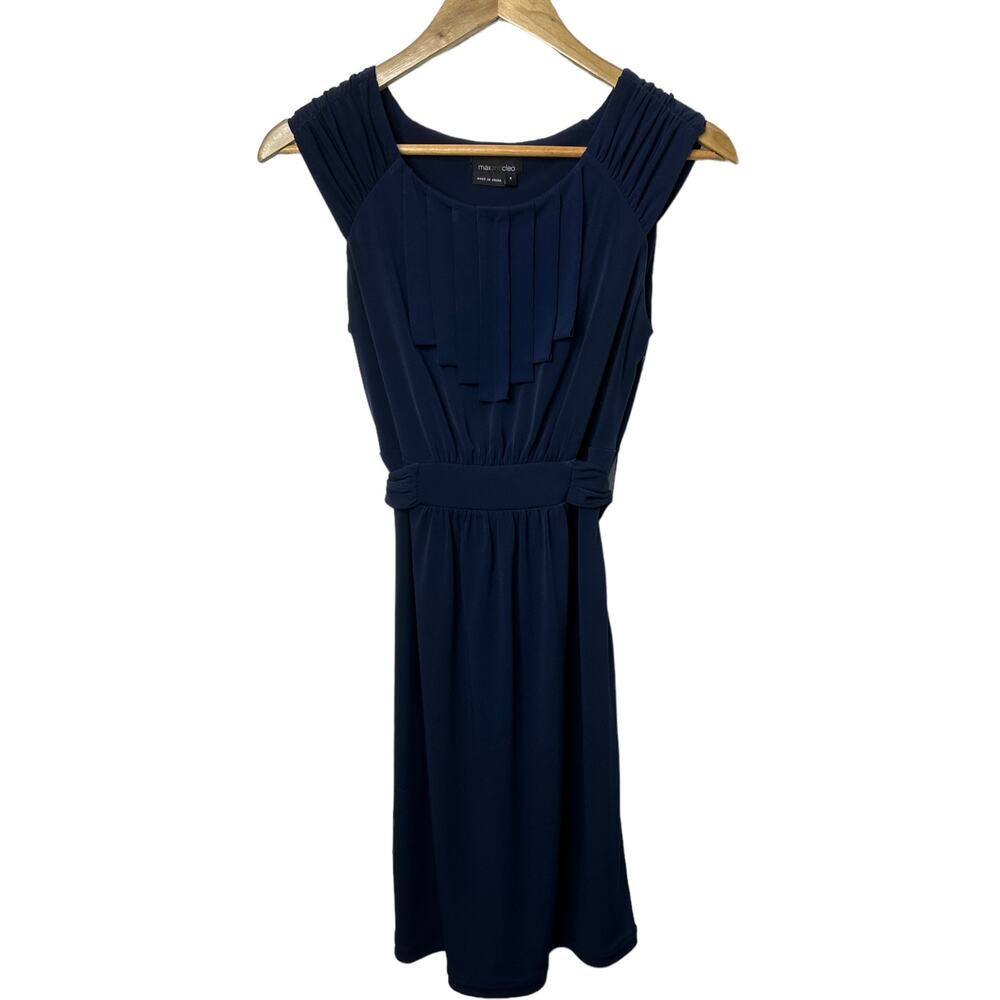 Max and Cleo Navy Blue Sleeveless Sheath Dress Women's Size 4